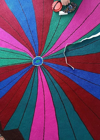 Canlı Renkli Batik Desenli vintage paspas - Görsel 3