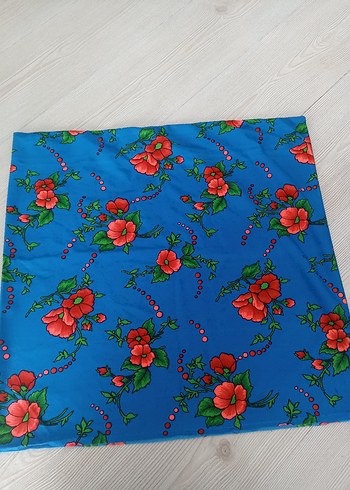 Renkli Çiçek Desenli Mavi kumaş - Görsel 8