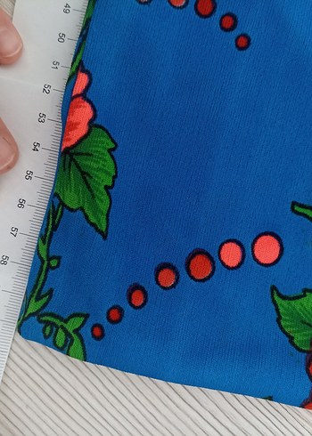 Renkli Çiçek Desenli Mavi kumaş - Görsel 6