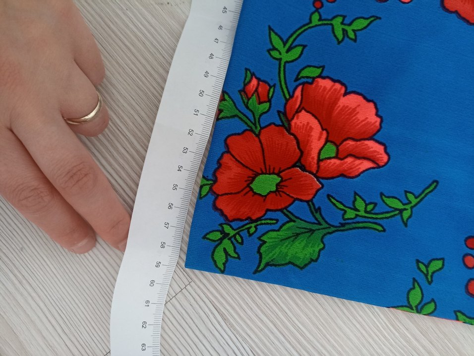 Renkli Çiçek Desenli Mavi kumaş - Görsel 5