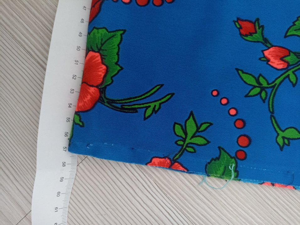 Renkli Çiçek Desenli Mavi kumaş - Görsel 4