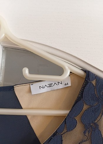 Lacivert Dantel Midi Elbise V Yaka - Görsel 4