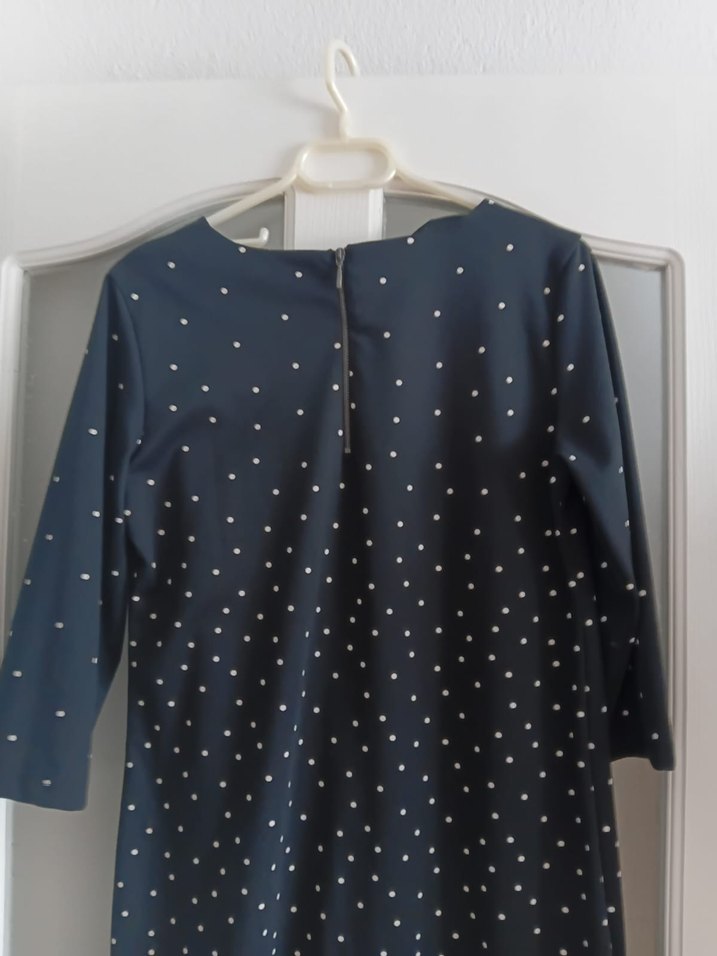 Puantiyeli Siyah Midi elbise - Görsel 2