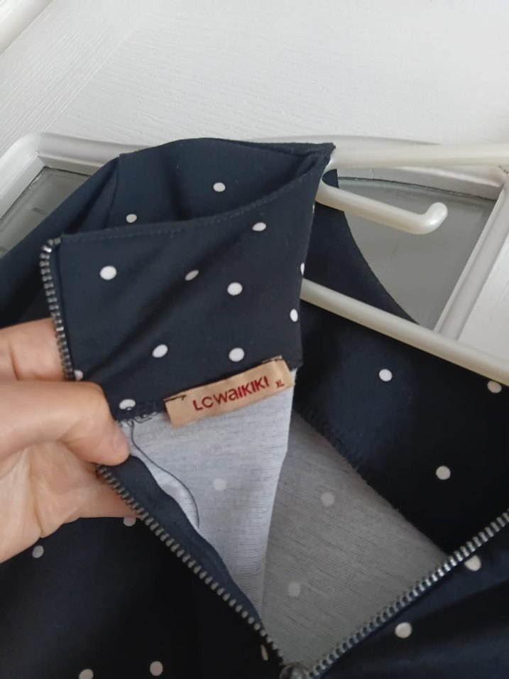 Puantiyeli Siyah Midi elbise - Görsel 4