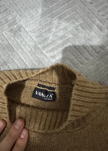Kahverengi Yün Kadın Triko Kazak - Görsel 2