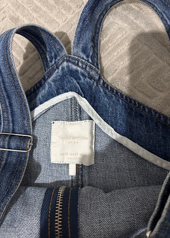 Mavi Kot Kısa Tulum Fermuarlı - Görsel 2