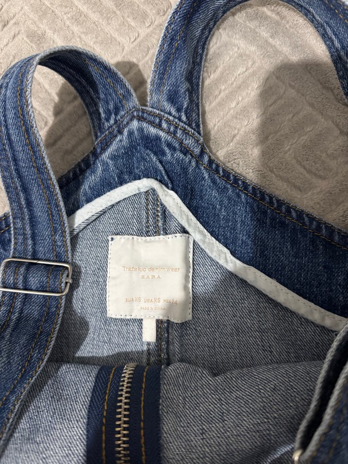 Mavi Kot Kısa Tulum Fermuarlı - Görsel 2