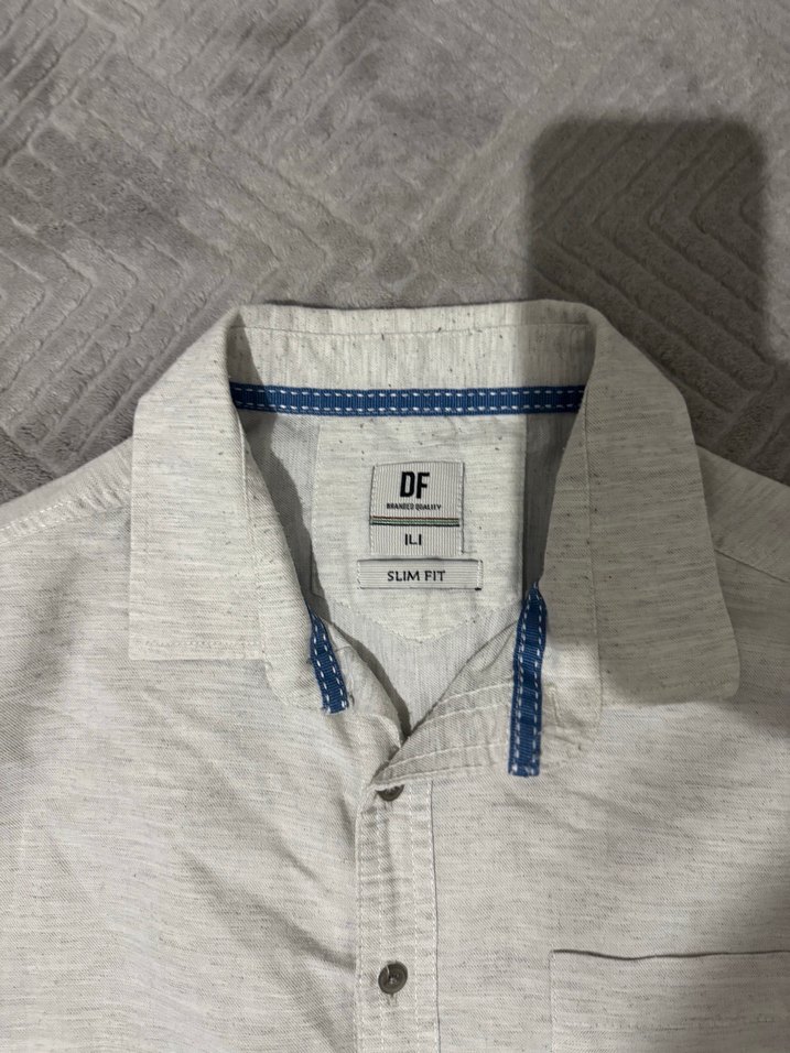 Gri Uzun Kollu Keten Erkek Gömlek - Görsel 2