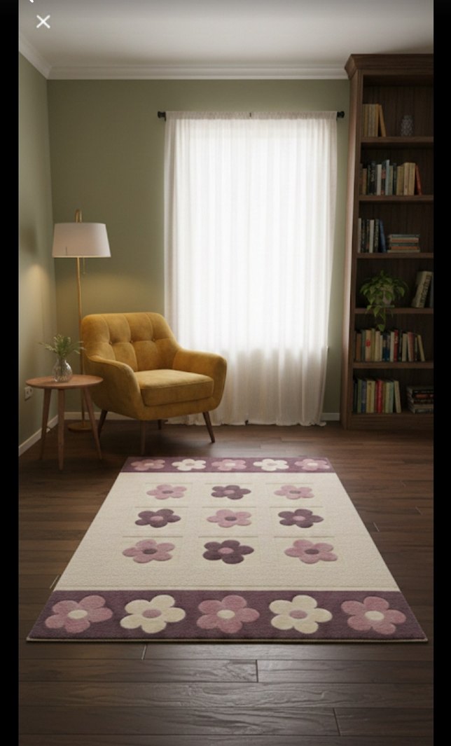 Beyaz Pastel Desenli Halı - Görsel 2