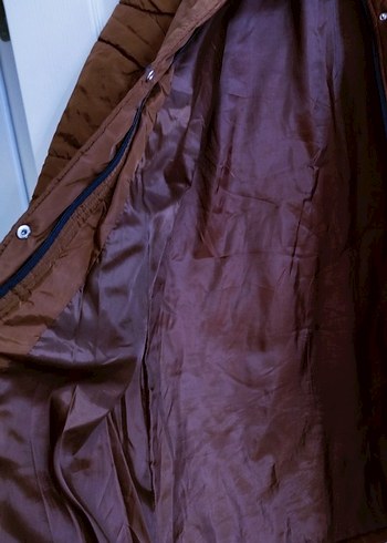 Düğmeli Uzun Kahverengi Kadın Kışlık Mont - Görsel 3