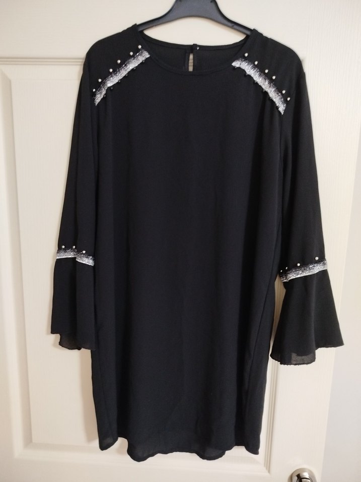 Uzun Kol, Nakışlı Siyah Gotik Tunik - Görsel 3