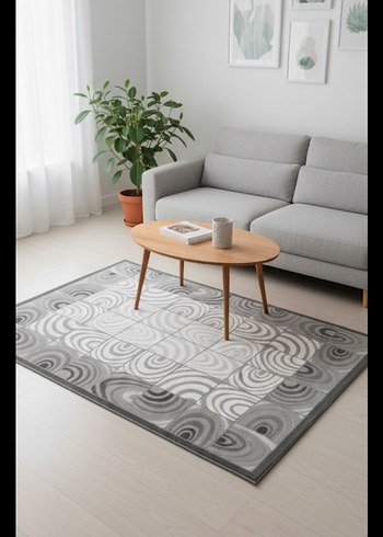 Gri Modern Soyut Desenli Halı - Görsel 2