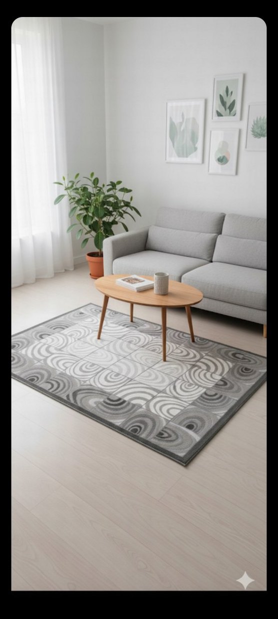 Gri Modern Soyut Desenli Halı - Görsel 2