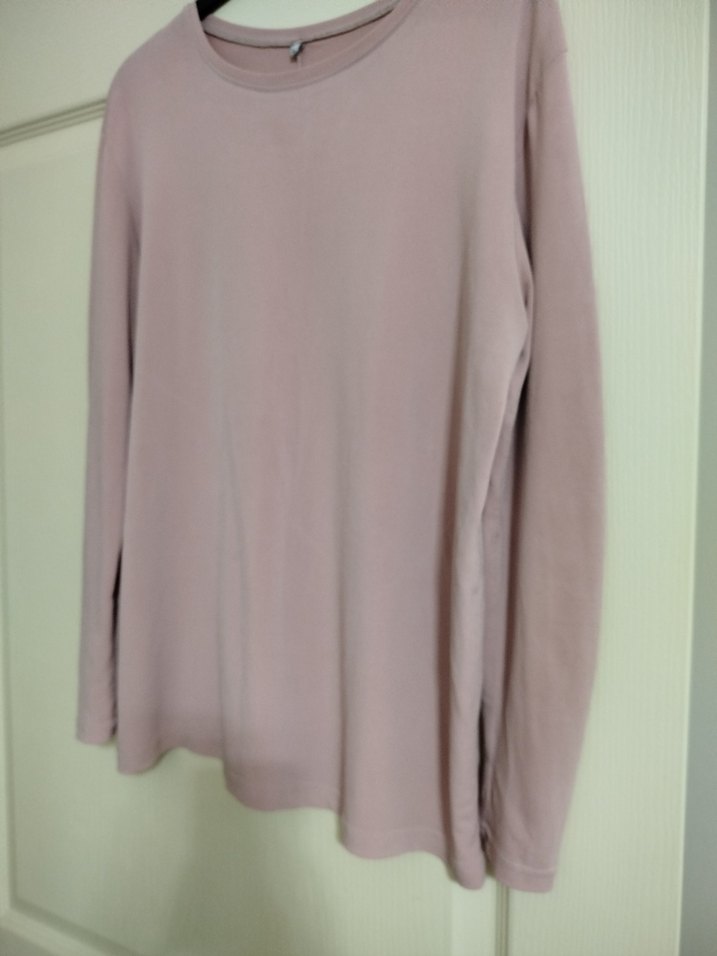 Bej Uzun Kollu Basic Kadın Bluz - Görsel 2