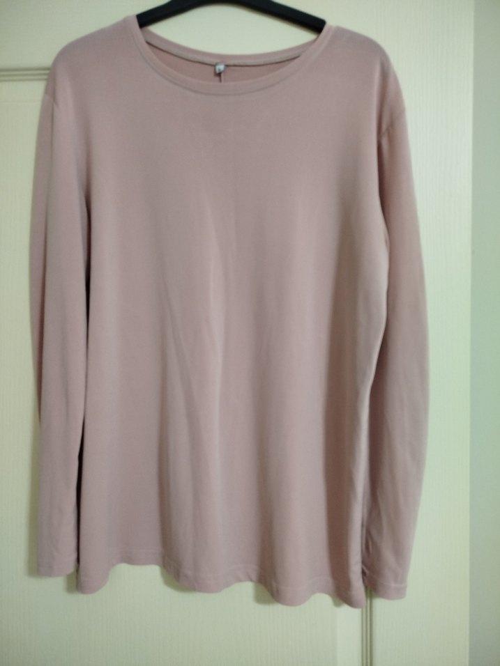 Bej Uzun Kollu Basic Kadın Bluz - Görsel 3