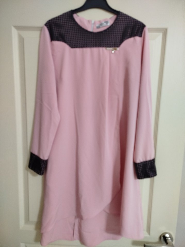 Puantiyeli Detaylı Pembe Uzun Tunik - Görsel 2