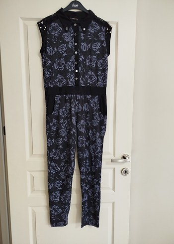 Dantel Detaylı Gri Desenli Uzun Tulum - Görsel 4