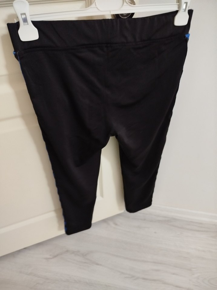 Mavi Baskılı Kadın Spor Tayt Velcro Detaylı - Görsel 3