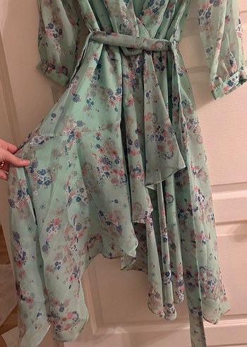 Su yeşili Bohem Uzun Kadın Elbise - Görsel 3