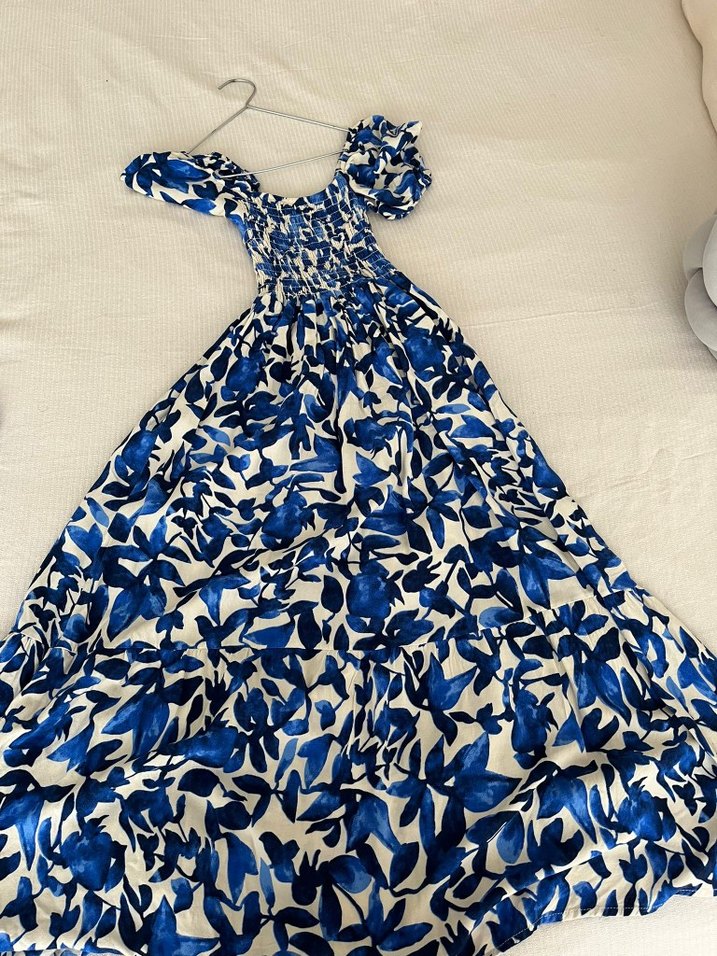 mavi uzun Elbise - Görsel 4