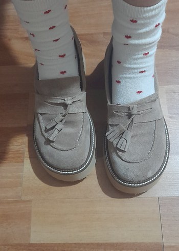 37 Beden camel Renk ilvi süet kadın loafer ayakkabı
