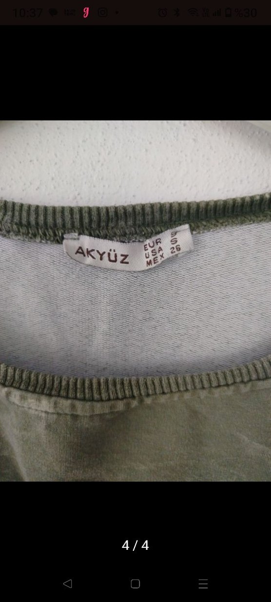 Haki Yeşil Kadın Uzun Kollu Baskılı, pamuklu Sweatshirt - Görsel 4