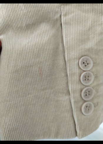 Mango Krem Kadın Kadife Blazer Ceket - Görsel 5