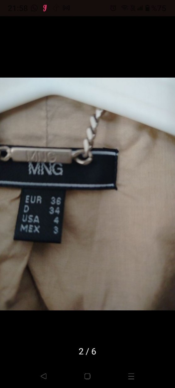 Mango Krem Kadın Kadife Blazer Ceket - Görsel 3