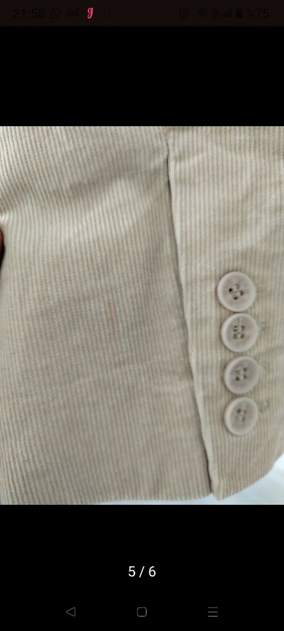 Mango Krem Kadın Kadife Blazer Ceket - Görsel 5