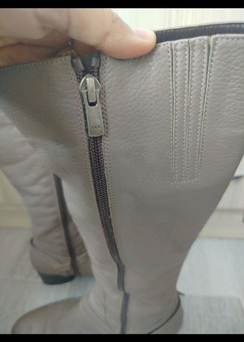 Vizon Suni  Deri Diz Boyu kısa topuk çizme - Görsel 6