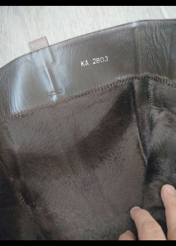 Vizon Suni  Deri Diz Boyu kısa topuk çizme - Görsel 4