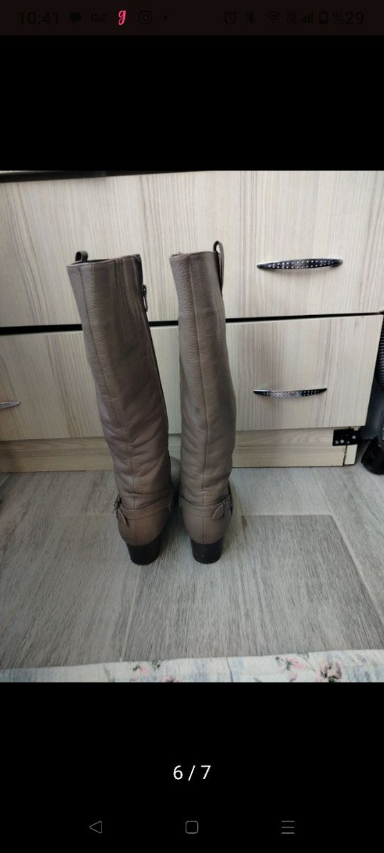 Vizon Suni  Deri Diz Boyu kısa topuk çizme - Görsel 5