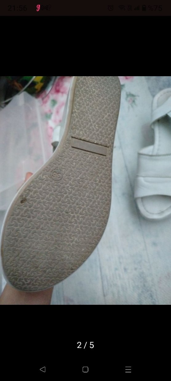 Beyaz Gerçek Deri Dolgu Topuklu Kadın Sandalet - Görsel 5