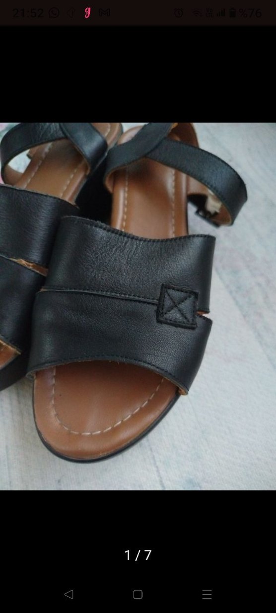 Gerçek deri Siyah Dolgu Topuklu Kadın Sandalet - Görsel 3