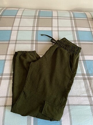 Haki yeşili kadife kargo pantalon