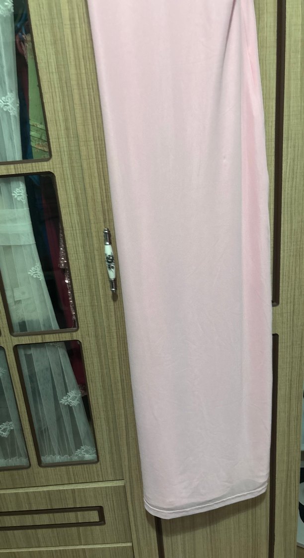 Pembe Askılı Uzun tül Elbise - Görsel 2