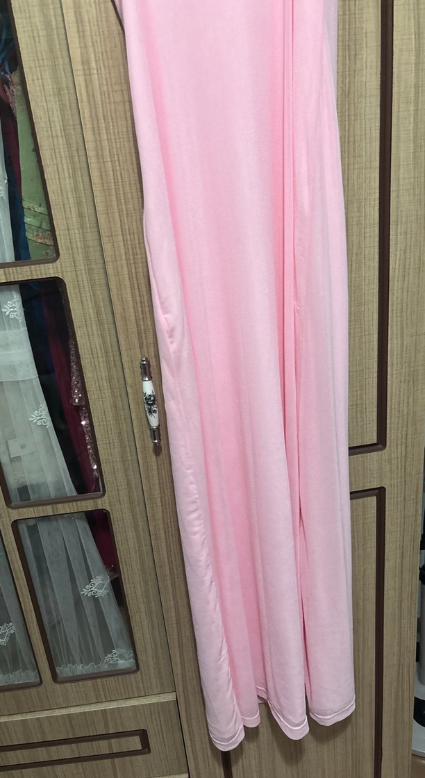 Pembe Askılı Uzun tül Elbise - Görsel 4