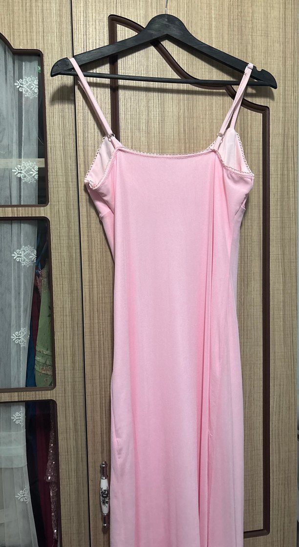 Pembe Askılı Uzun tül Elbise - Görsel 3