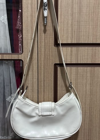 Beyaz Deri Kadın Omuz Çantası - Görsel 3