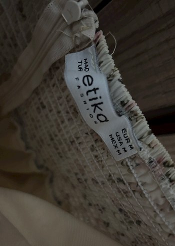 Bej Çiçekli Bohem Mini Elbise - Görsel 3