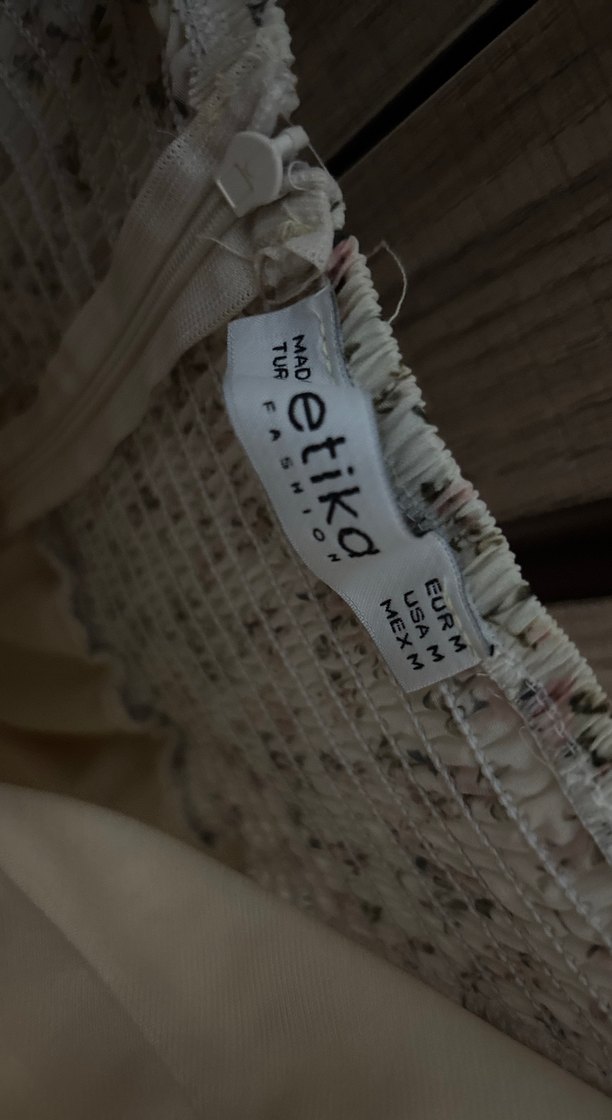 Bej Çiçekli Bohem Mini Elbise - Görsel 3