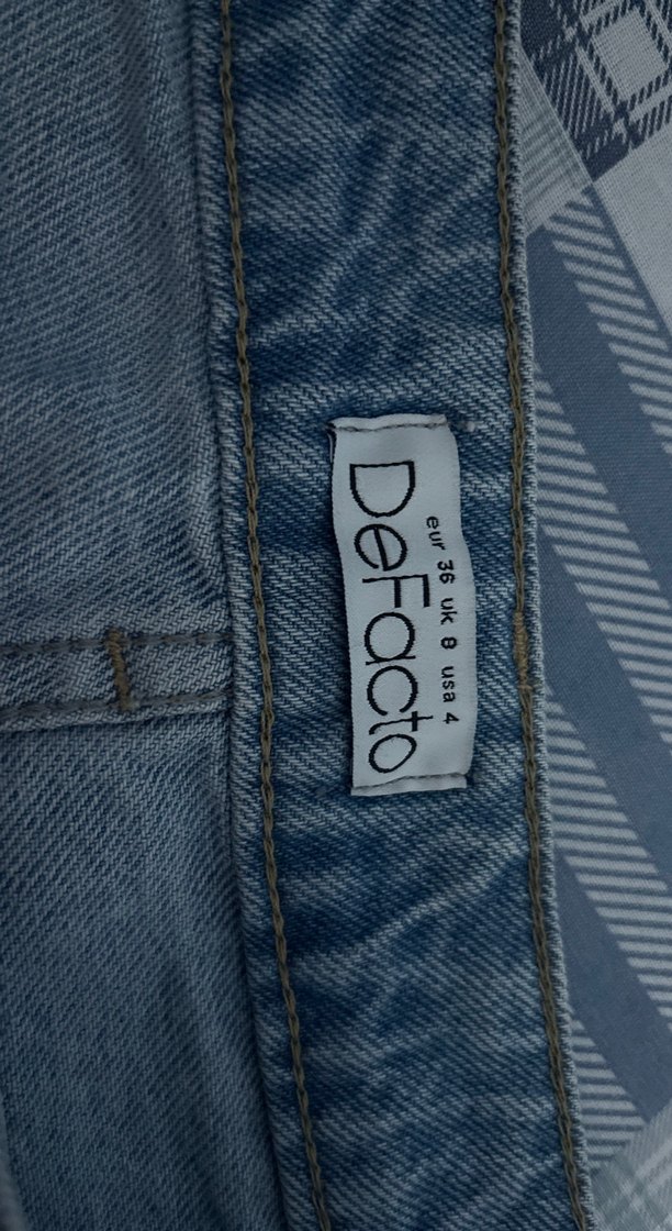 Kadın Mavi Pilili Denim Mini Etek - Görsel 3