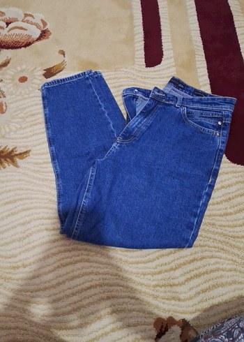 Kadın Lacivert Bol Kesim Midi Denim Pantolon