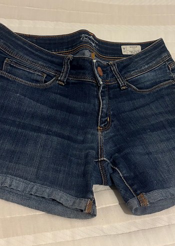 Kadın Koyu Mavi Mini Denim Şort