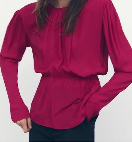 Zara , S , vatkalı yarı transparan bluz - Görsel 3