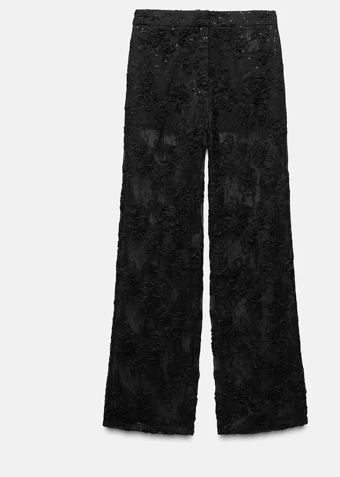 ZARA, DOKULU PULLU YARI TRANSPARAN PANTOLON - Görsel 2