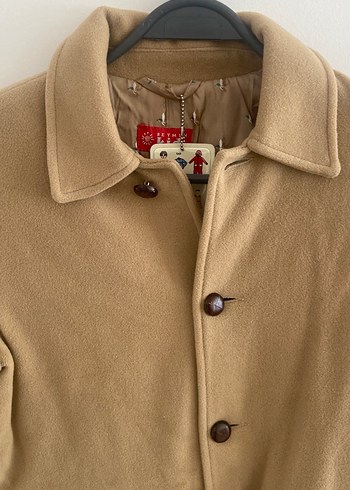 Bej Düğmeli Midi 10-11 Yaş Çocuk Kaban - Görsel 2