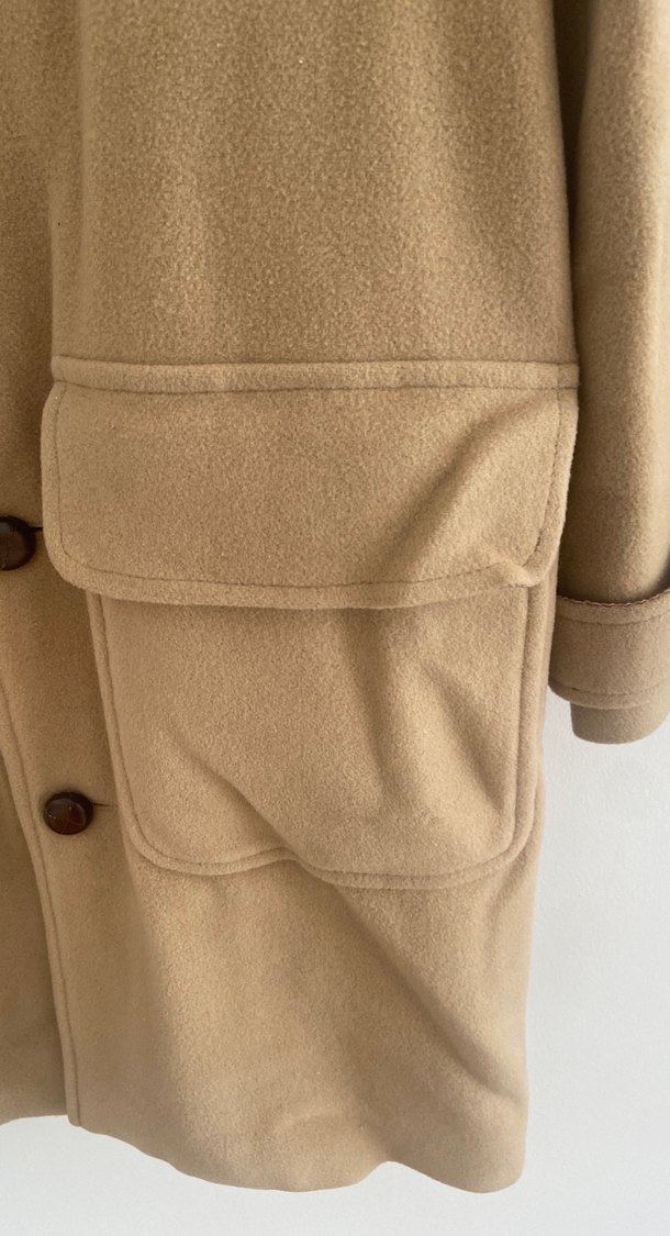 Bej Düğmeli Midi 10-11 Yaş Çocuk Kaban - Görsel 4