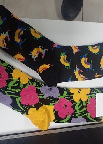 Dikişsiz ithal happy socks çorapları ikili