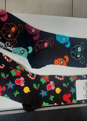 40 Beden Dikişsiz ithal happy socks çorapları ikili